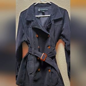 Cordory double breasted pea coat style jacket with a belt